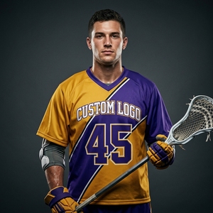 Maillots de lacrosse grande taille à impression intégrale, maillot de sport personnalisé jaune, séchage rapide, tissu en maille écologique, unisexe, 100 % coton, col en V - Product Image 1