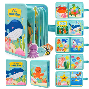 Tablero de Actividades de Fieltro para Bebés y Niños, con Animales de Granja, Frutas y <span class=keywords><strong>Libro</strong></span> de Cuentos, Verde 19x23, Venta al Por Mayor - Product Image 4