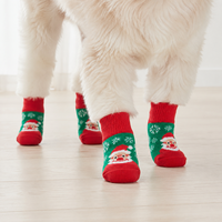 Chaussettes personnalisées pour chiens et chats, chaudes, imperméables, antidérapantes, imprimées, double couche, en coton, avec semelle en caoutchouc à pois, douces, respirantes, pour la marche en intérieur, soin des pattes