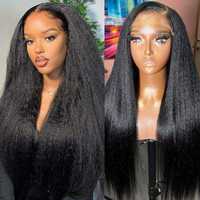Perruque Lace Front en Cheveux Humains Vierges Yaki Lisses, Cuticules Alignées, Non Traités, Cheveux Vietnamiens, Indiens, Cambodgiens, Vente en Gros