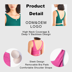 FITVOLT Reggiseno Sportivo Leggero ad Alto Supporto per Yoga, Senza Cuciture, con Imbottiture Traspiranti ad Asciugatura Rapida, Scollo a V, Push-up per Fitness e Allenamento - Product Image 2