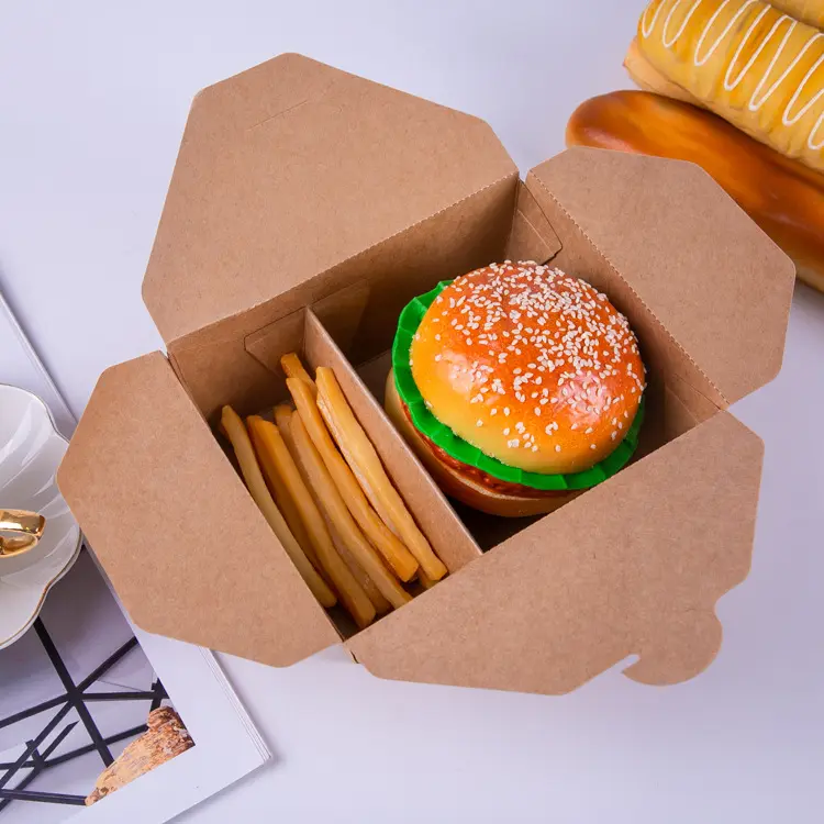 Einweg papier Lunchbox 2 Fach eingebaut