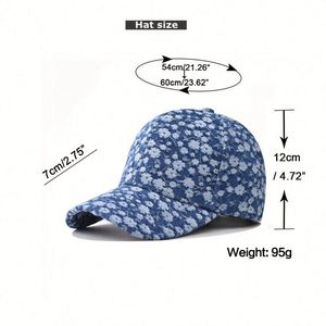 High Quality Thickened Denim Flower Women's Baseball <b>Cap</b> Sporty Formal Style Common Fabric Metal Buckle Back Closure <b>Scrub</b> <b>Cap</b> - Product Image 2