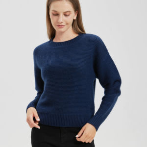 Jersey de punto de moda de manga larga con cuello redondo para mujer de Cachemira pura 100% - Product Image 1