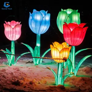 GTCC69 lentera dekorasi taman tema, lentera bunga Tiongkok, lentera tulip warna-warni festival