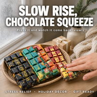Jouet Squishy Barre de Chocolat de Noël en PU à Rebond Lent, Anti-Stress, Jouet à Presser, Cadeau de Noël pour Enfants et Adultes