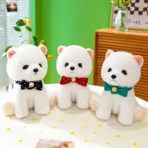 Cute Simulation White Pomeranian Plush Dog Toys Shiba Inu Dog Peluche Lifelike Animals Stuffed Puppy Dolls