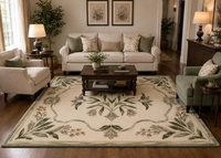 Tapis en laine naturelle de haute qualité, doux et épais, à motifs floraux, tissé à la main, design personnalisé