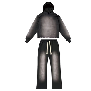 <strong>Customized</strong> Logo Men's Sets Embroidery Tracksuits for Men Joggers <strong>Suits</strong> 100% Cotton Two Piece Sets Sun Faded Mens Sweatpants Sets - Product Image 2