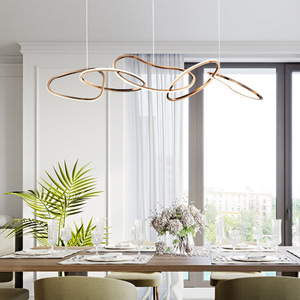 Lampadario a Sospensione Post-moderno di Design con Anelli per Sala da Pranzo, Lampada a LED Minimalista in Stile Nordico in Acciaio Inossidabile per Soggiorno e Camera da Letto - Product Image 2