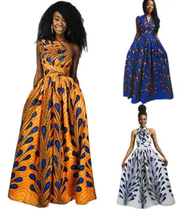 Новинка, модное Африканское платье H & D из вощеной ткани с открытой спиной, платья без рукавов из вощеной ткани, сексуальное длинное летнее платье с принтом