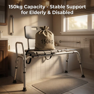 Silla de Ducha Deslizante de Aluminio <span class=keywords><strong>RUFU</strong></span> RF3401A con Reposabrazos Giratorios, Altura Ajustable, Acabado Mate, Capacidad de 150 kg, Diseño Moderno - Product Image 5