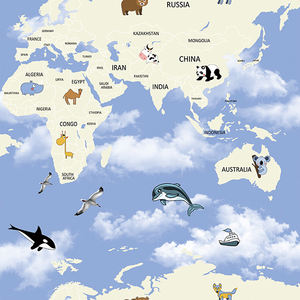 Carte du <span class=keywords><strong>monde</strong></span> personnalisée, <span class=keywords><strong>papier</strong></span> <span class=keywords><strong>peint</strong></span> décoratif populaire pour chambre d'enfant garçon - Product Image 4