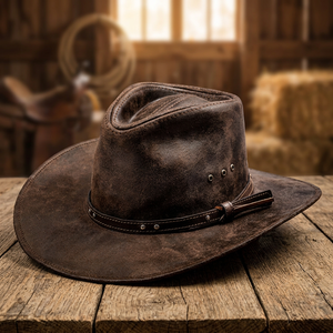 Chapeau d'équitation unisexe en cuir véritable écoresponsable, fait main et personnalisable, pour toutes les saisons, plage, décontracté, voyage, mode - Product Image 3