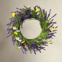 Karangan Bunga Natal Buatan Tangan Berkualitas Tinggi, Modern, 22cm, Bunga Lavender Plastik Sutra, Terlaris Lintas Negara