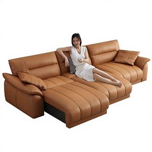 Canapé-<span class=keywords><strong>lit</strong></span> électrique télescopique rétractable à commande à distance, sans distance murale, multifonctionnel, cadre en bois massif, <span class=keywords><strong>lit</strong></span> en cuir pour - Product Image 1