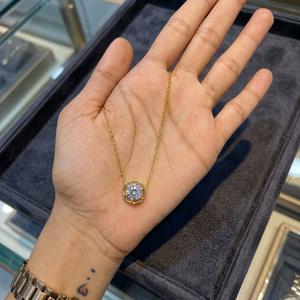 Collier pendentif cercle flottant en diamant de laboratoire taille ronde de luxe, collier solitaire cercle ouvert, vente en gros - Product Image 1