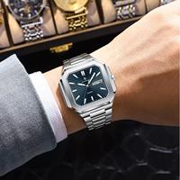 Poedagar 672 Nuevo Reloj de Pulsera de Cuarzo Cuadrado de Acero Inoxidable de Lujo para Hombre, Resistente al Agua, Luminoso, con Indicador de Fecha