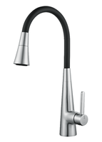 Robinet mélangeur d'évier de cuisine en acier inoxydable brossé couleur bronze avec douchette extractible en silicone flexible
