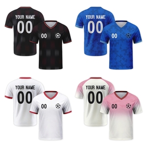 Camisetas <span class=keywords><strong>de</strong></span> Fútbol Personalizadas 100% Poliéster Cuello en V Manga Corta Secado Rápido Transpirable Impresión por Transferencia <span class=keywords><strong>de</strong></span> Calor Nombres/Números <span class=keywords><strong>de</strong></span> Equipo Adulto - Product Image 1