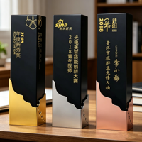 Trophée en cristal K9, prix de récompense, gravure de logo pour bureau ou salon, base métallique carrée créative, cadeau chinois WDY-0476