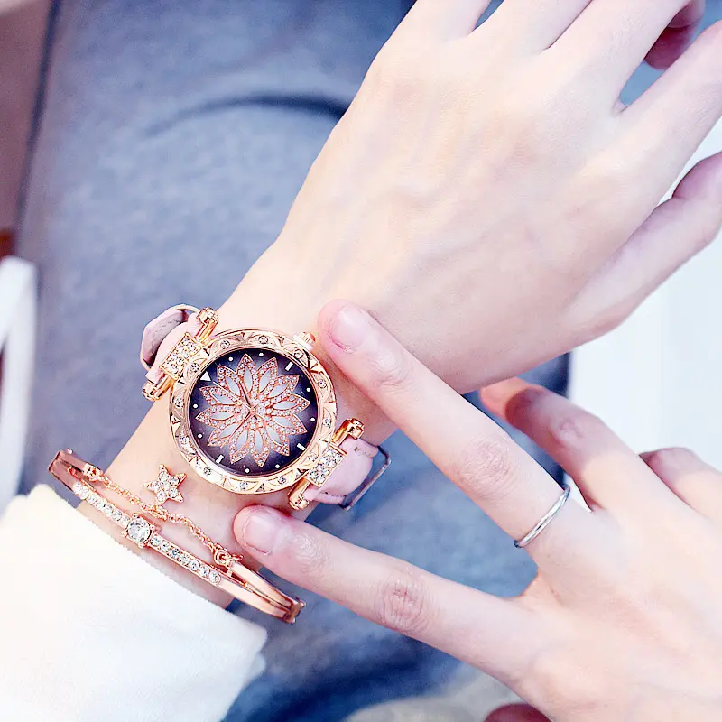 Lady Quartz Watch Set, Fashion Bracelet Watch Set Crystal Bracelet Female Jewelry Best Gifts For Women 2pcs/set/