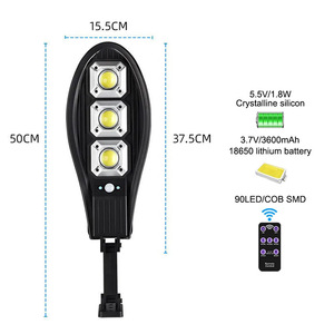 Solar Outdoor <b>LED</b> Wall <b>Light</b> 30W Waterproof <b>Motion</b> <b>Sensor</b> Garden Lamp with Remote Control - Product Image 3