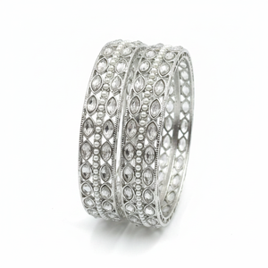 Conjunto de joyería fina chapada en plata con piedra de cristal y brazaletes de perlas para Mujer Colección de diseñador para fiesta nupcial Ropa Étnica - Product Image 2