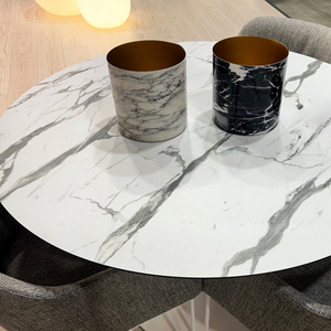 Resistencia al calor seco DEBO Forma redonda Varias superficies Mesa HPL Corte a medida - Product Image 1