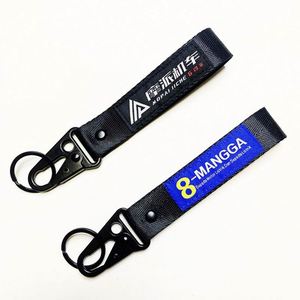 Wholesale Bulk High Quality Custom Logo Fabric Loop Wristlet Key Chain Strap Promotion <b>Anime</b> Embroidery Hoops <b>Keychains</b> - Product Image 5