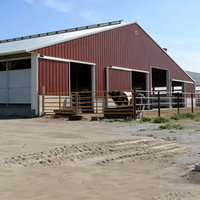 Establo para Ganado de Estructura de Acero Moderna de Ensamblaje Rápido, Establo Prefabricado Económico para Vacas, Establo para Engorde de Ganado Vacuno con Techo Impermeable