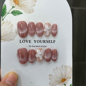 <span class=keywords><strong>Uñas</strong></span> Postizas Rojas para el Día <span class=keywords><strong>de</strong></span> San Valentín, <span class=keywords><strong>Uñas</strong></span> Artificiales Cortas con Cobertura Total, Diseño Cuadrado Almendrado, Hechas a Mano - Product Image 1