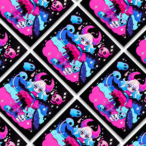 Póster de Papel con Impresión de Arte Holográfico de Anime Personalizado, Impresiones de <span class=keywords><strong>Manga</strong></span> con Lámina Holográfica, Decoración de Pared Estilo Chibi de Chica Demonio Japonesa - Product Image 5