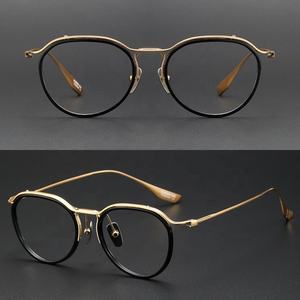 ピュアチタンゴールドハーフリム眼鏡フレームソリッドパターンデザイナー女性用光学メガネアイウェア2022 - Product Image 6