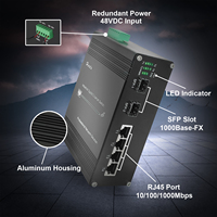 Commutateur Ethernet Gigabit PoE+ Industriel Hereta 4 ports 10/100/1000T RJ45 2 ports SFP 1000X Boîtier en aluminium Montage sur rail DIN/mural