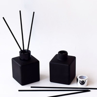 Bouteille diffuseur de parfum en verre de luxe, noire mate, carrée, 50ml, 100ml, 200ml, avec embout fileté, pour diffuseur de parfum d'ambiance.