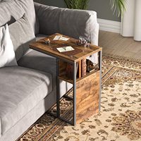 Mesa lateral Reversible de diseño con forma de C para café, estante de madera para aperitivos, sala de estar, sofá y cama