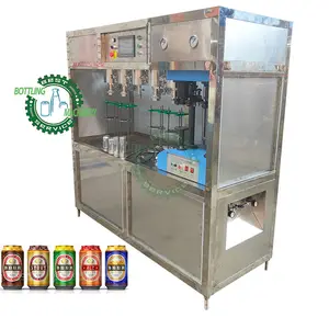 Integrated Semi automatic carbonated soda water beverage foaming wine Sparkling aluminium pop Can filling sealing equipment