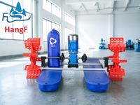HANGFENG GWZJ107C Moteur électrique AC 1 CV 380V en acier inoxydable, 4 cannelures, 2 hélices, pompe flottante à roue à aubes, aérateur avec boîte de vitesses