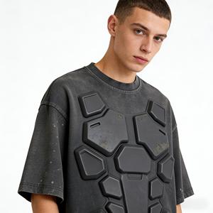 Fabricante OEM de <span class=keywords><strong>Camisetas</strong></span> Streetwear: Camiseta Gráfica 3D con Diseño de Armadura para <span class=keywords><strong>Hombre</strong></span>, Lavado Vintage, Logotipo Personalizado, Pedidos al por Mayor - Product Image 3