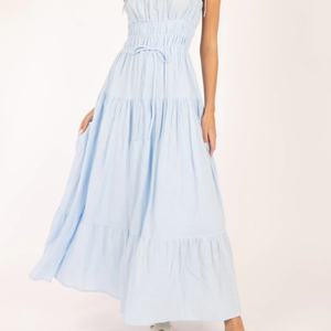 ชุดเดรสผ้าลินินฤดูร้อน OEM ดีไซน์หรูหราสำหรับชายหาด สไตล์โบฮีเมียน ชุดเดรสยาวผ้าฝ้ายสำหรับผู้หญิง งานปาร์ตี้ใหม่ แบบสั่งตัดได้ เซ็กซี่ ไร้แขน - Product Image 2