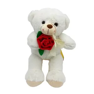 발렌타인 선물을위한 맞춤 제작 테디 베어 포옹 장미 꽃 봉제 장난감 어머니의 날 선물