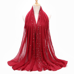 CCY Hijabs en viscose pour femmes musulmanes avec pierre Dernier bandeau de prière ethnique Bubble Pearl Chiffon Rhinestone Hijab Foulard Châles - Product Image 3