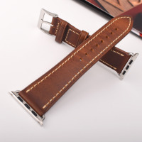 Bracelet de montre en cuir véritable pour Apple Watch série 8 7 6 5 4 3 2 1, 38 40 41 42 44 45 49mm