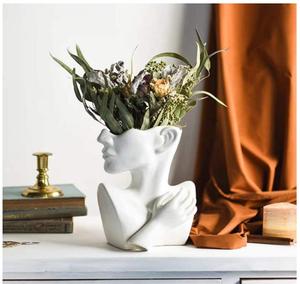 Statua in ceramica <span class=keywords><strong>vaso</strong></span> di fiori vasi per il viso busto a forma di <span class=keywords><strong>testa</strong></span> per regali di compleanno decorazione per l'home Office vasi in ceramica - Product Image 1
