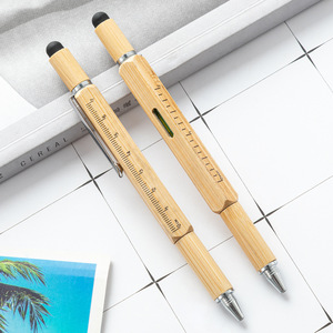 Luxury Trendy Products 2025 New Arrivals Wholesale Multifunctional Bamboo Tool Pen with Custom Logo for Girls Holiday