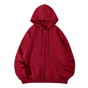 Cardigan à capuche en coton composite pour l'automne et l'hiver, fermeture éclair, pull ample décontracté pour hommes et femmes - Product Image 6