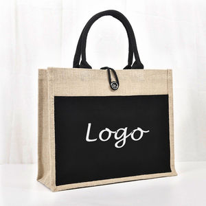 공장 직공급 천연 황마 가방 소나 패키지 리넨 가방 포장 쇼핑백 (손잡이 포함) - Product Image 1