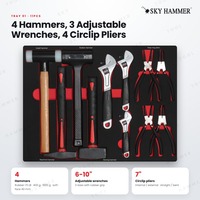 Kit d'outils de frappe de 43 pièces avec inserts en mousse EVA, marteau de carrossier, marteau de démolition, pince de serrage, poinçon à goupilles, ciseaux pour chariot à roulettes