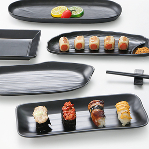 Plats de marmite commerciaux assiettes noires en plastique assiettes de restaurant en mélamine <span class=keywords><strong>rectangle</strong></span> de sushi profond - Product Image 2
